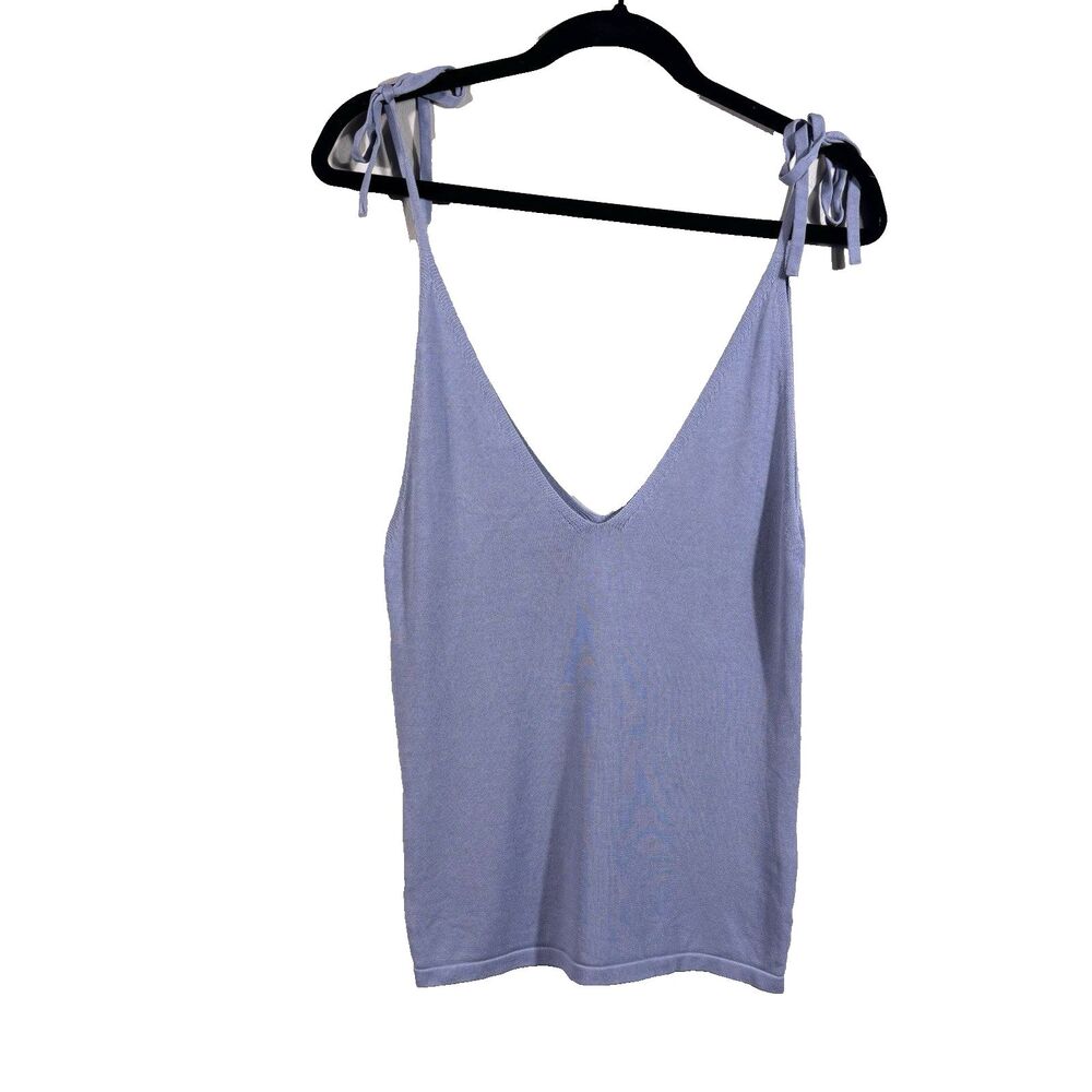 Love, Bonito Size 4 Womens Knit Tie Strap Tank Blue Blouse / Top - EUC